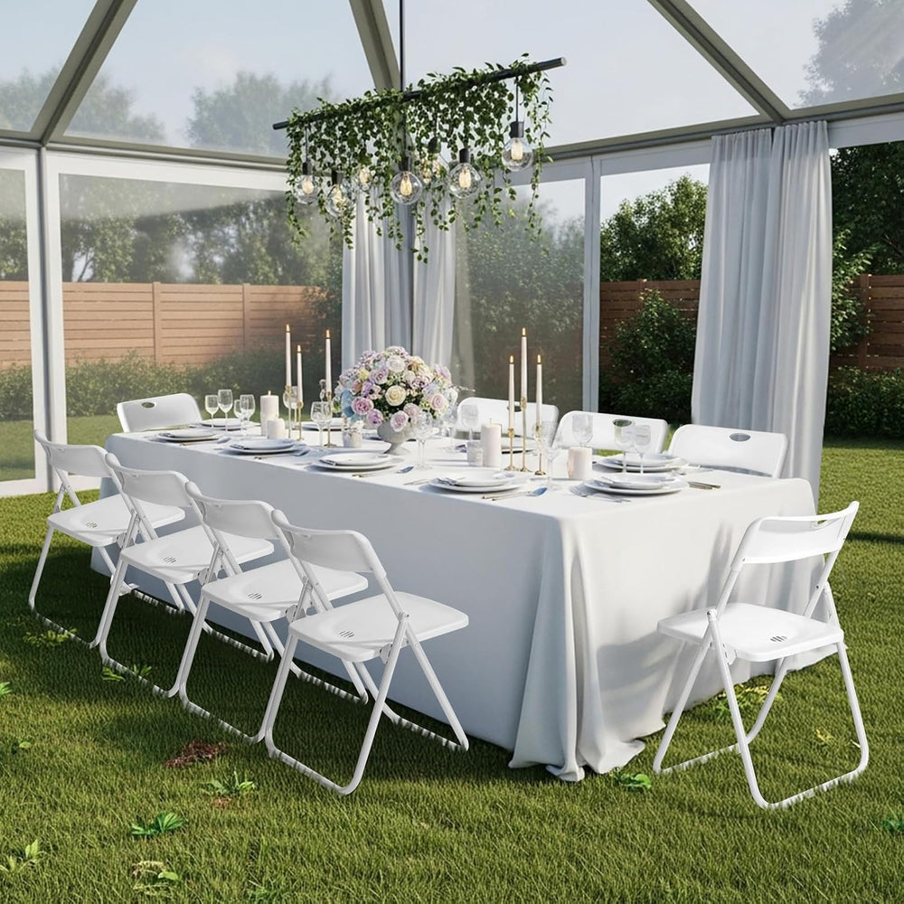 Karl home 10 PCS Plastic Folding Chair, Lightweight Foldable Chair, White