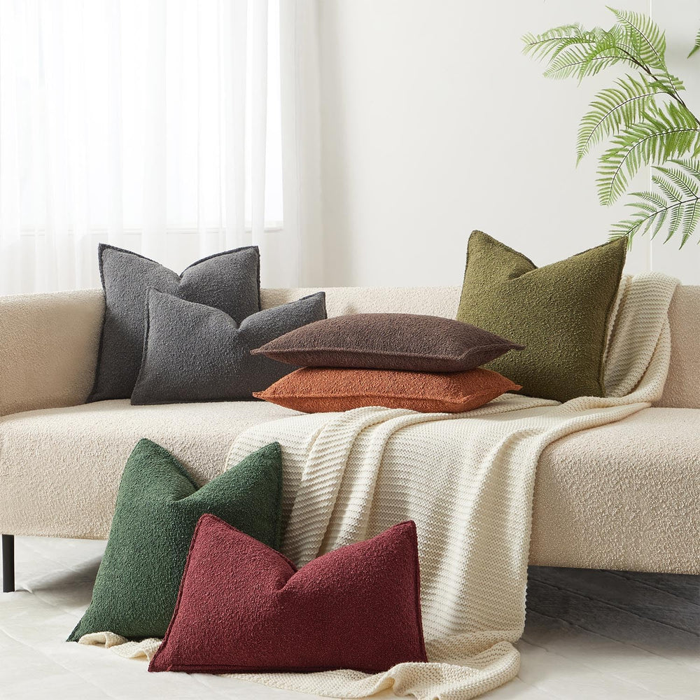 Brown 26x26 Boucle Textured Throw Pillow Covers Set of 2 for Couch Sofa Bed