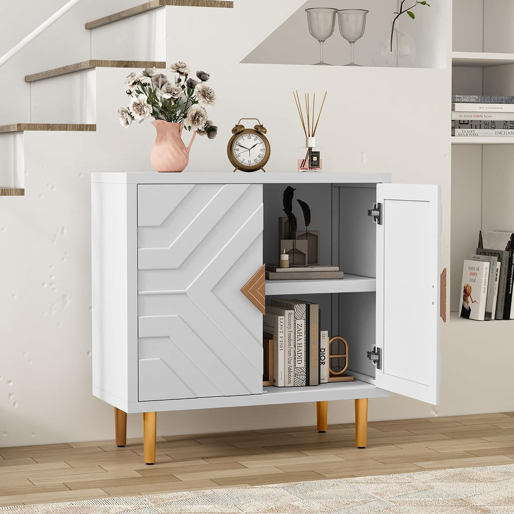 HLR 31.7'' Modern Sideboard Storage Cabinet with 2 Doors, White