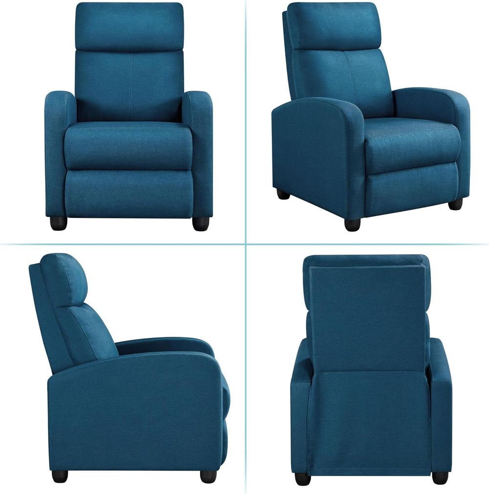 Yaheetech Recliner Chair with 3 Adjustable Angles Living Room Chairs Blue