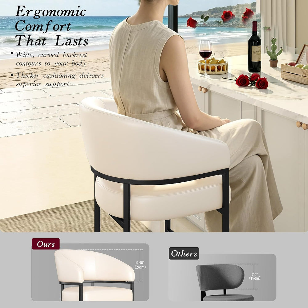 Modern Counter Height Bar Stools,Bar Stools Set of 3,PU Leather Upholstered B...