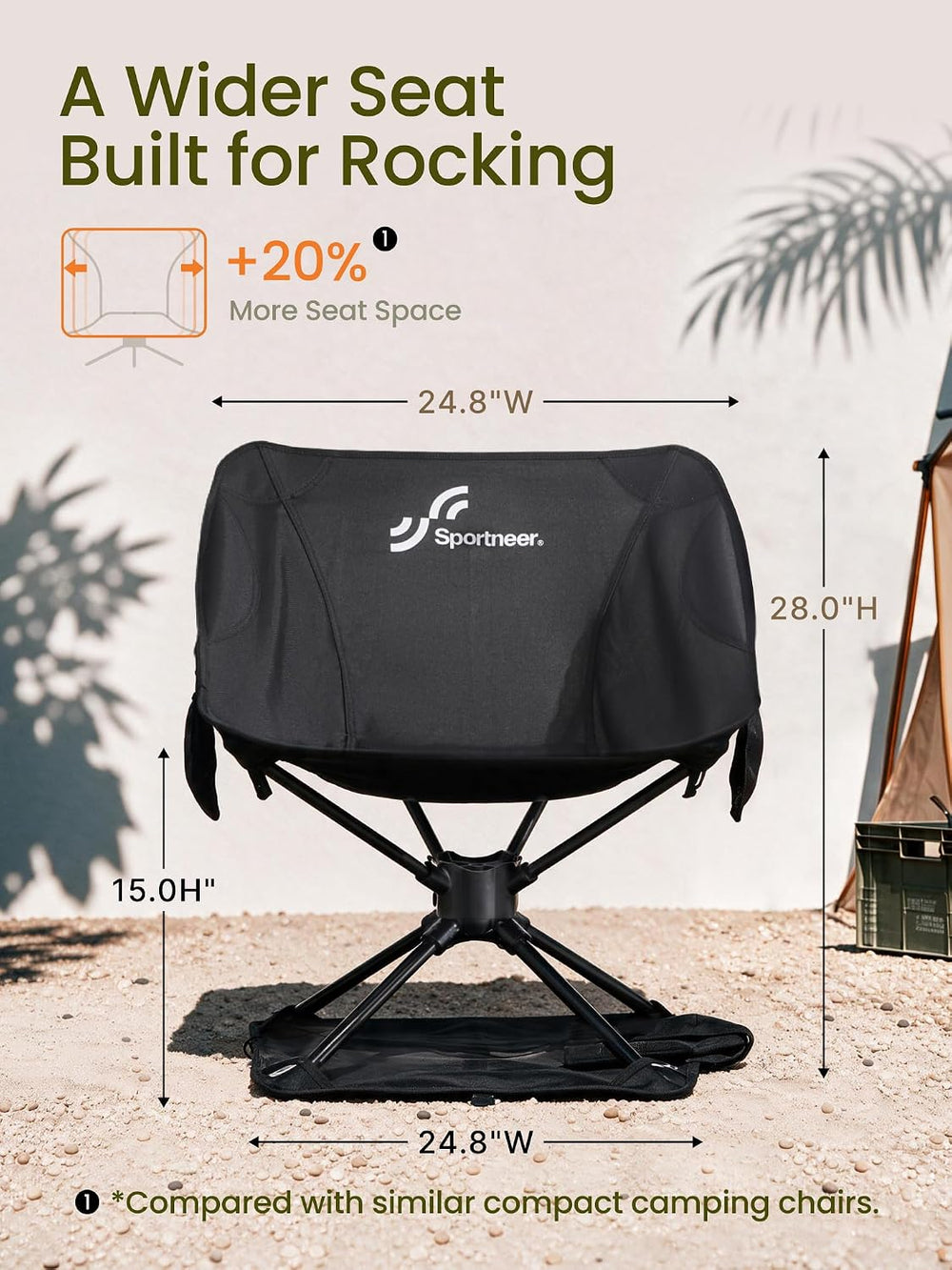 Sportneer Portable Rocking Chair, Gentle Sway Camping Chair, Lightweight Outd...