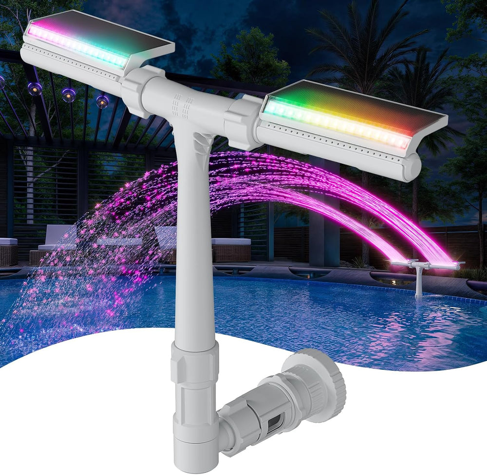 POOLHACKER Solar Pool Fountain with 10-Color LED Lights, Newly Refined Stream...