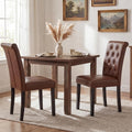 LSSBOUGHT Set of 2 Modern Tufted Dining Chairs, Button Padded Fabric Chairs with Solid Wood Legs, Upholstered Armless Dining Side Chairs for Home Dining Room(Brown,No Table)