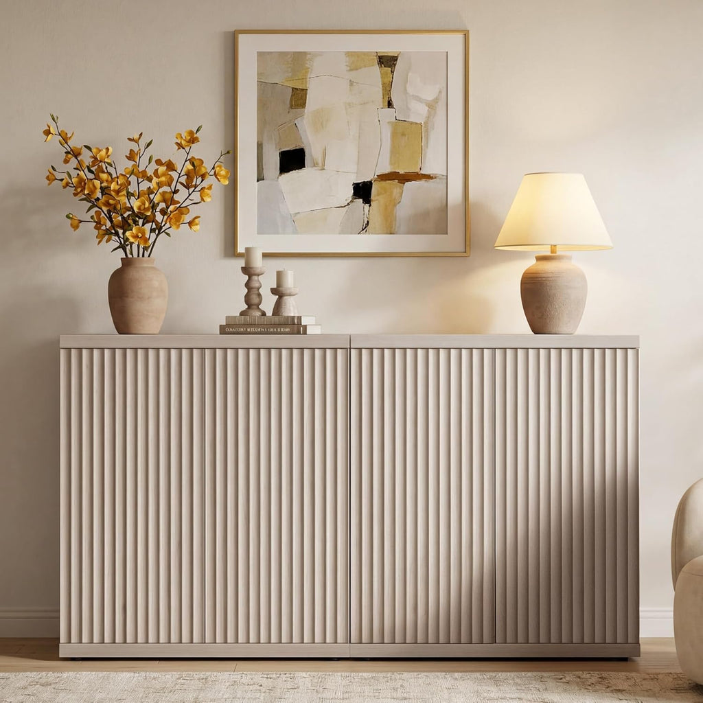 SICOTAS Buffet Cabinet with Storage Sideboard Cabinet with Doors & Shelves