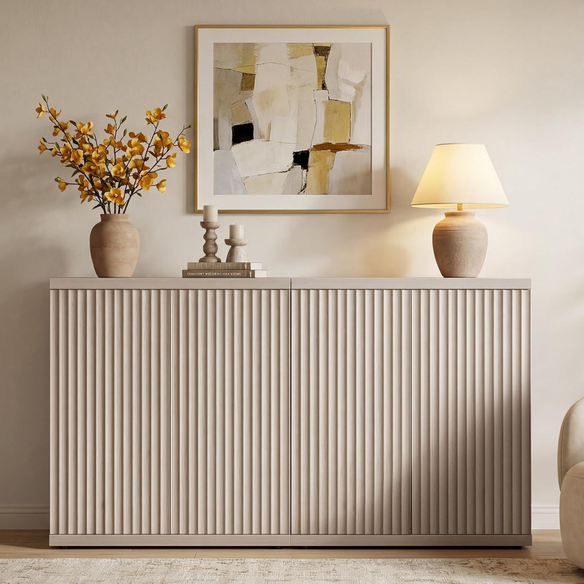 SICOTAS Buffet Cabinet with Storage Sideboard Cabinet with Doors & Shelves