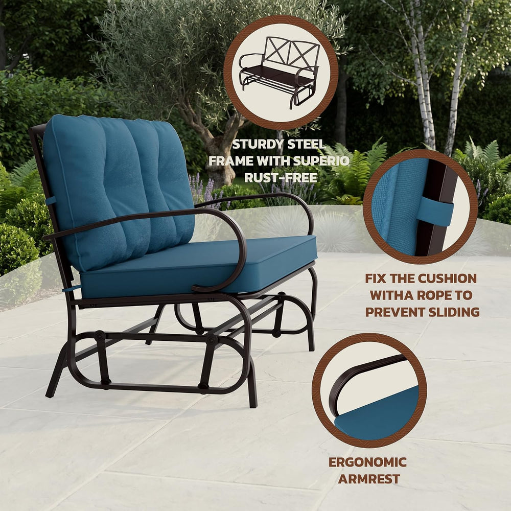 Crownland Outdoor Patio Glider Chair, Rocking Glider Bench for 2 Person, Porc...