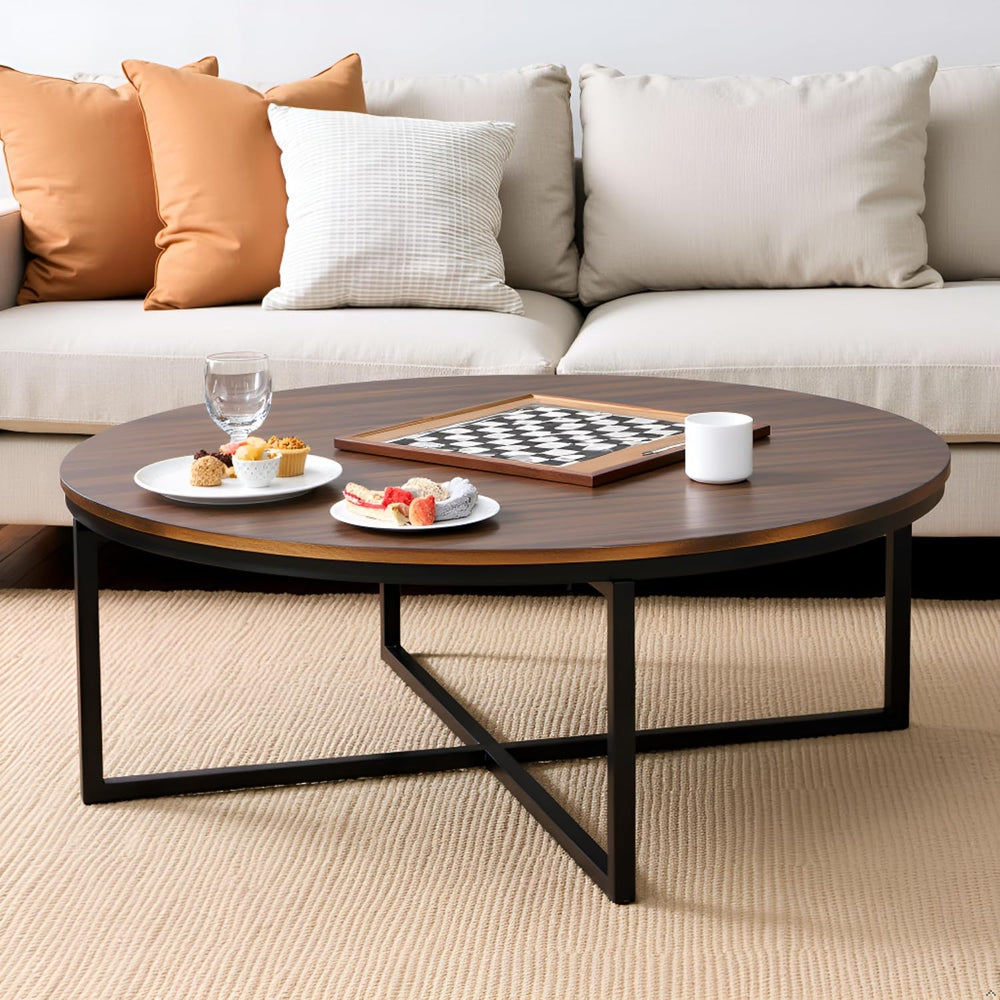 Alaterre Furniture Arcadia Round Acacia Wood Coffee Table, Mocha, 42”x18”