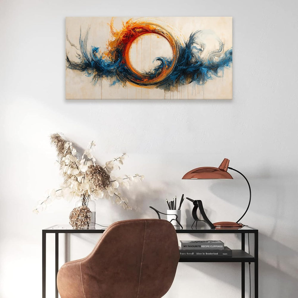 Abstract Wall Art Decor 20"x40" Circle Vortex Red Blue Wall Art For...