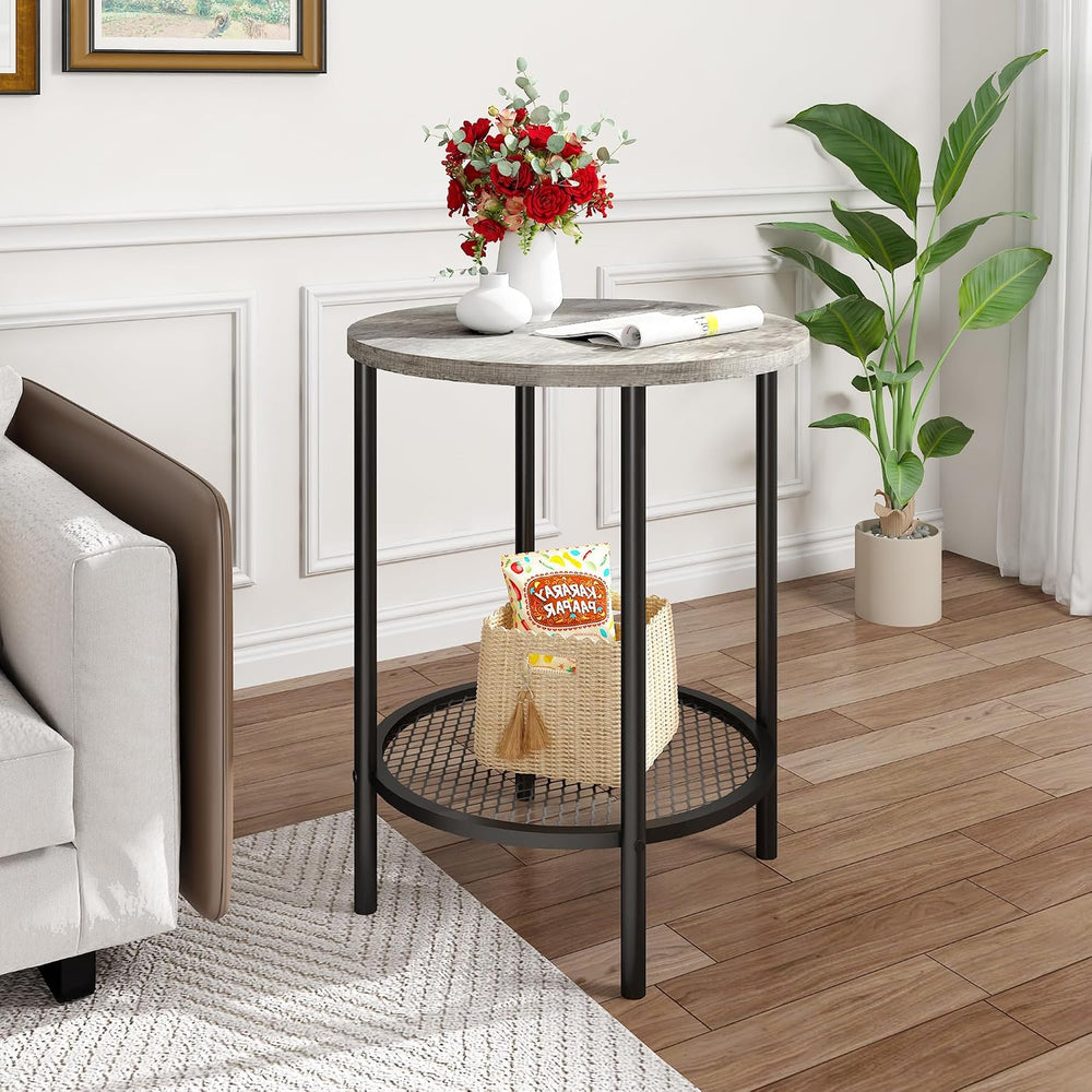 Recaceik Round Coffee Table and End Table Set of 3 with Storage, Modern Vinta...