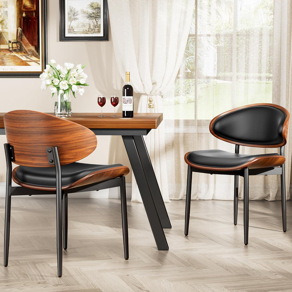 YaFiti Dining Chairs Set of 2, Mid Century Modern PU Leather Kitchen Chairs