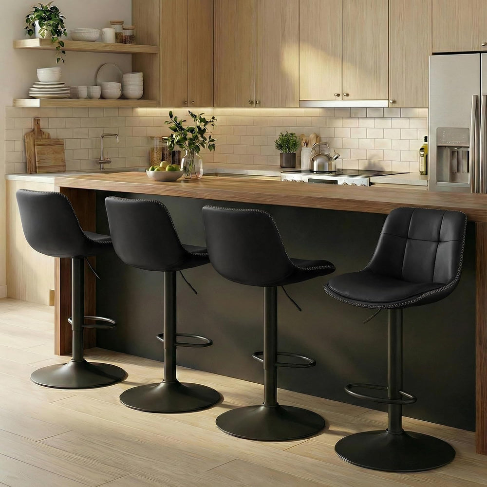 VASAGLE Bar Stools Set of 4, Swivel, Adjustable Height, Quilt