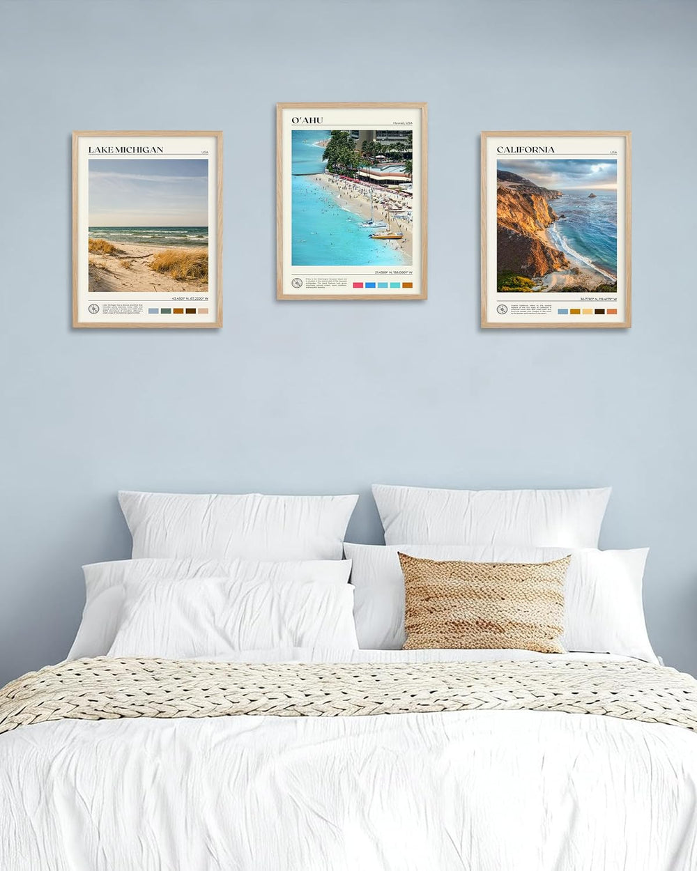 HesenDot 12x16IN Oahu Hawaii Framed Wall Art Tropical Beach Canvas, 1Pack