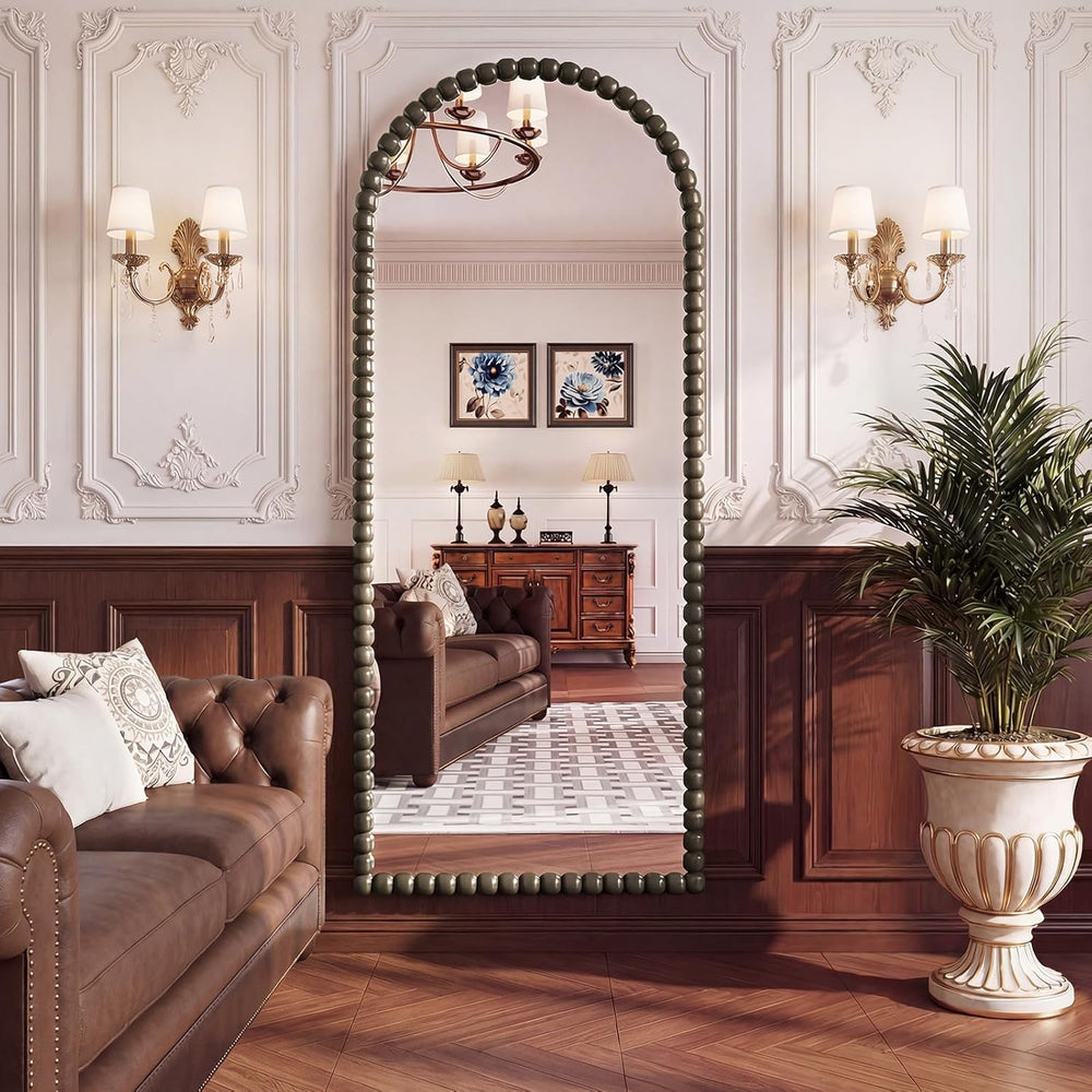Antique Bronze Full Length Mirror 71x28 in, Beaded Standing Mirror
