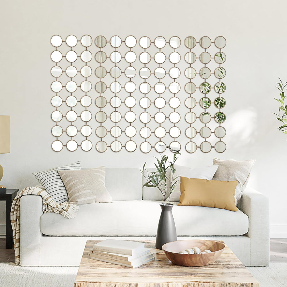 Gold Multi Mirror Wall Decor, 24 Mini Mirrors, 40.5 x 14.5 in