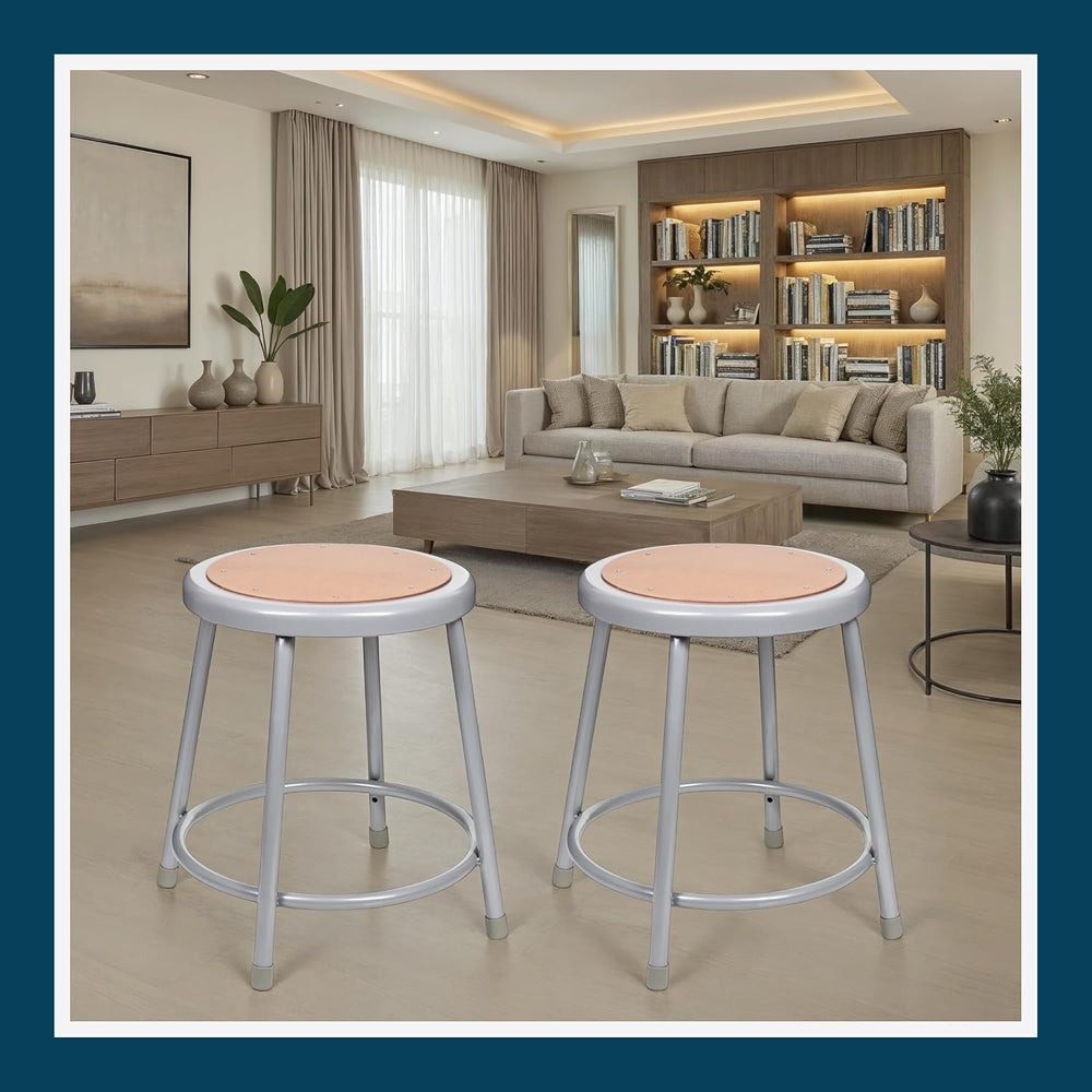 OEF Furnishings OEF6218/2 Preassembled Commercial Steel Round Stool with Maso...
