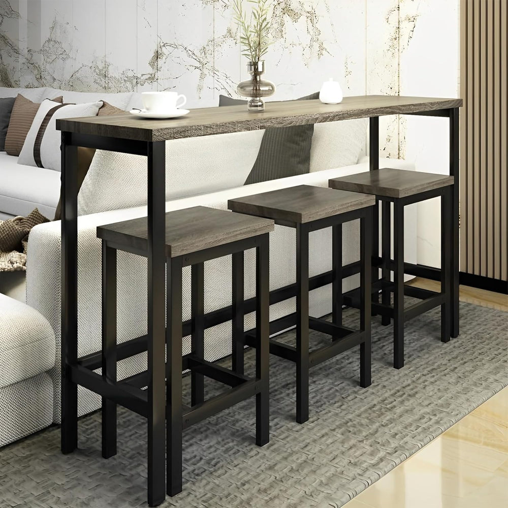 Merax 4-Piece Counter Height 60.2inch Extra Long Dining Table Set with 3 Stoo...