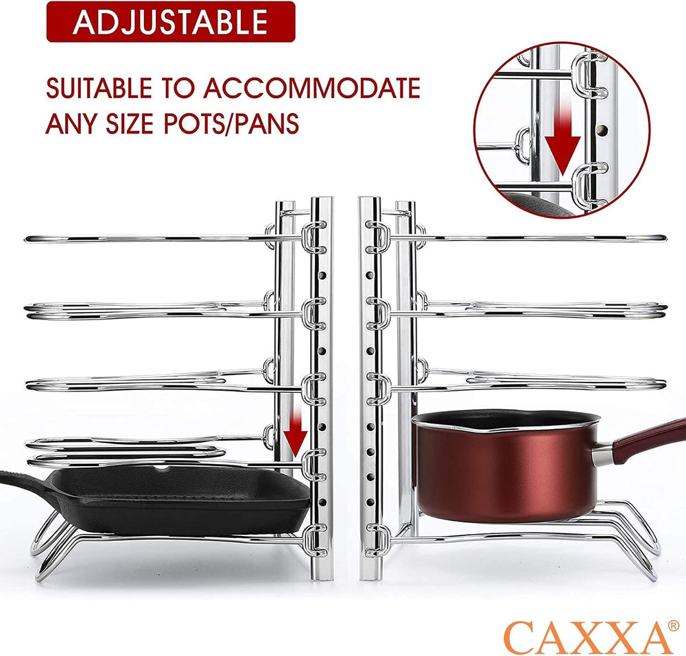 CAXXA Heavy Duty Pan Rack, Pot Lid Rack, Kitchen Cabinet Pantry Cookware Orga...