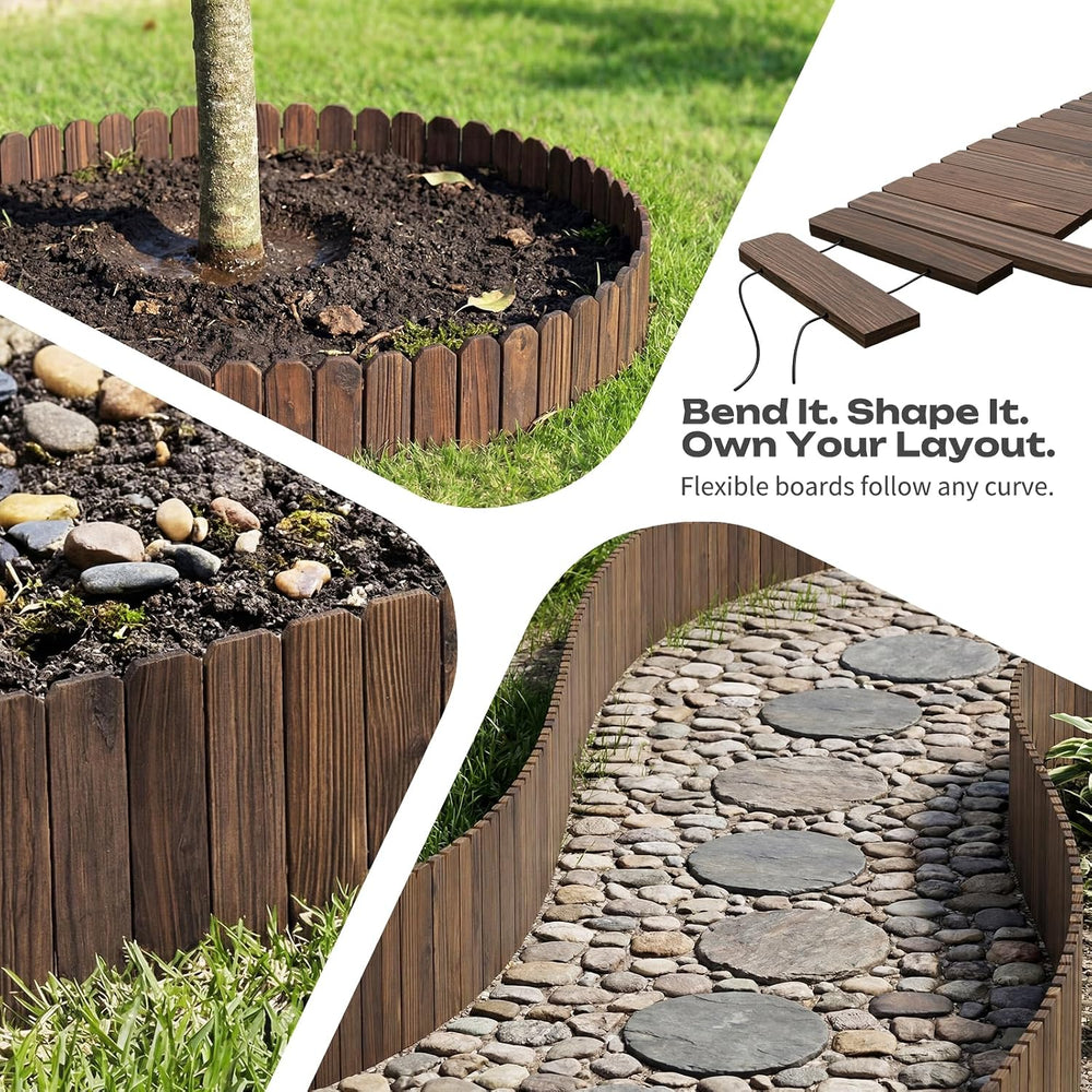 GHWIE Garden Edging Border Garden Fence Wood Fence Border for Yard Patio Path...