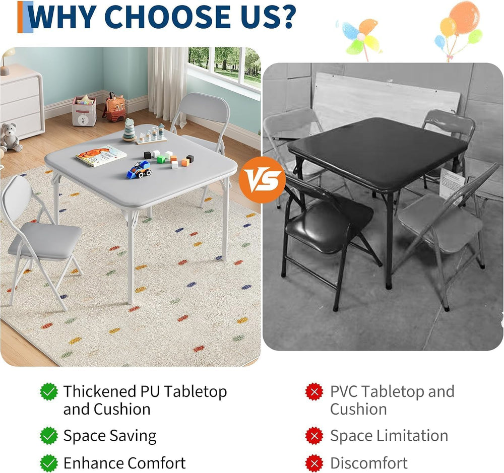 GAOMON 3 Piece Set Folding Table and Chairs Set for Boys and Girls