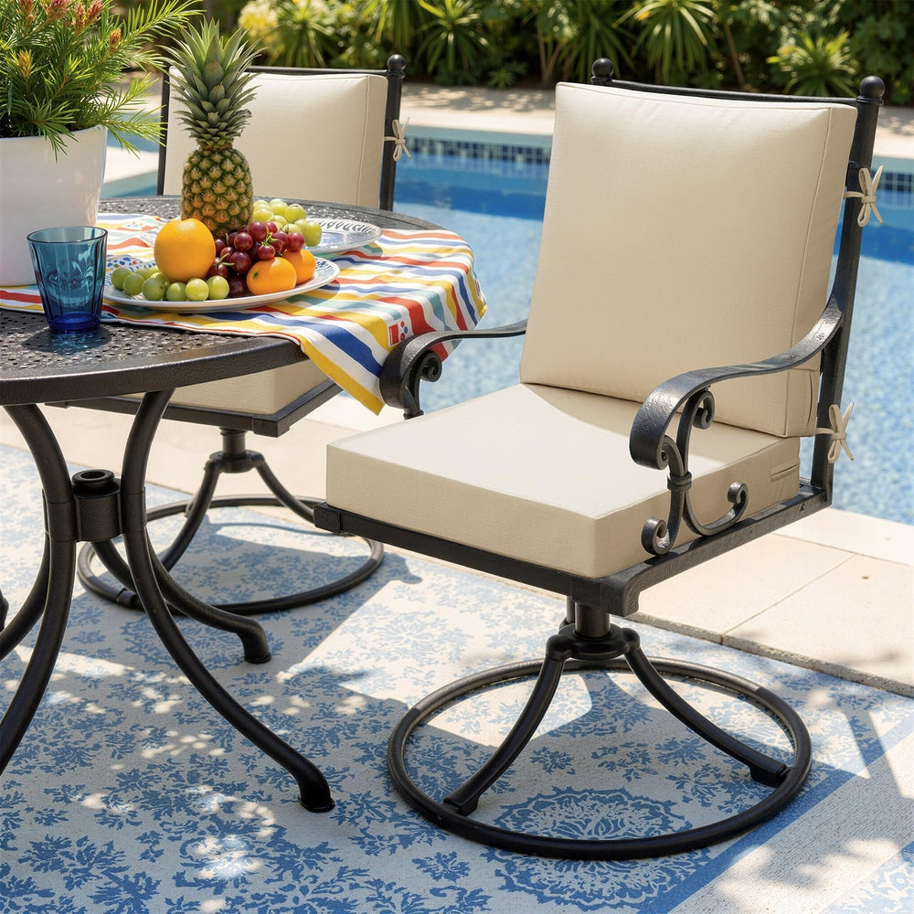MIULEE Beige Outdoor Dining Cushion 20x20 Inch Waterproof with Ties