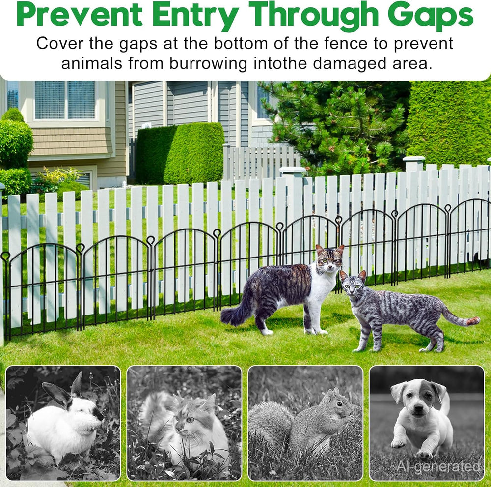 Decorative Garden Fence 17in (H) x25ft (L),Arched Rustproof Metal No Dig