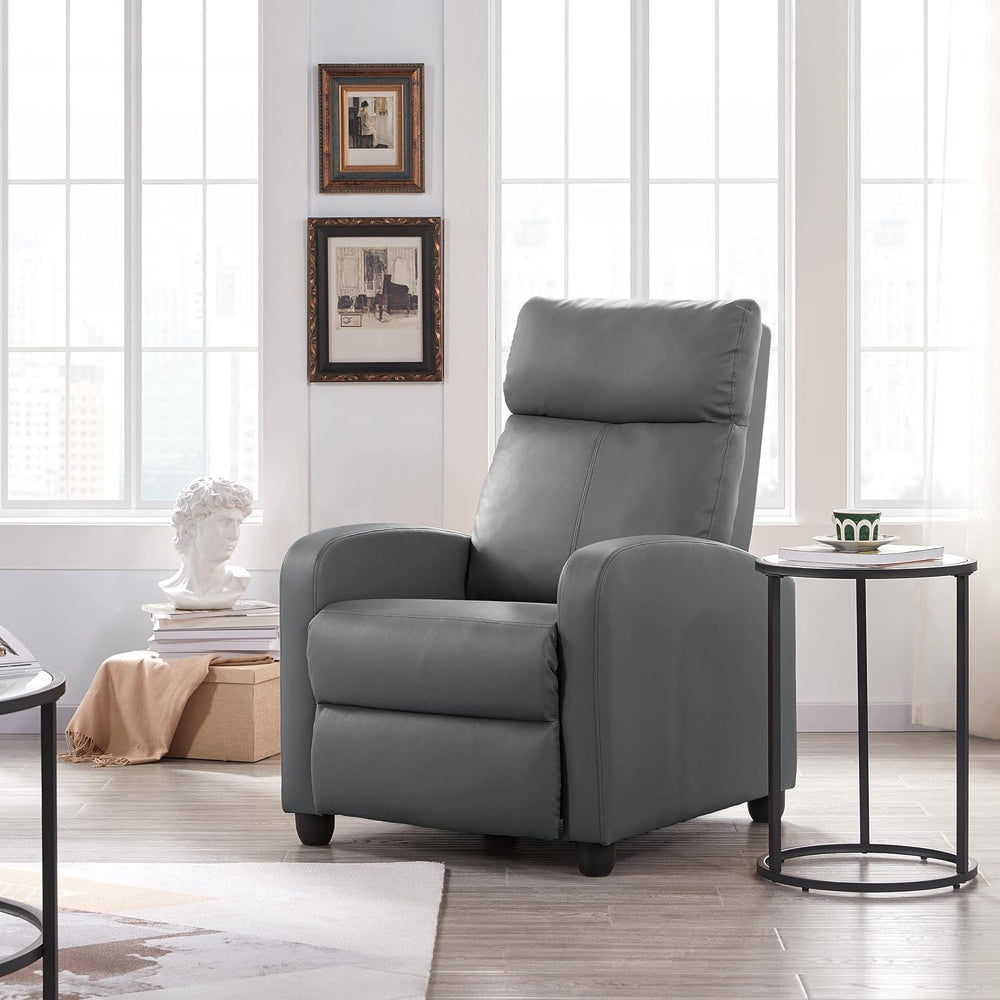 Topeakmart PU Leather Recliner Chair Home Theater Seating Gray