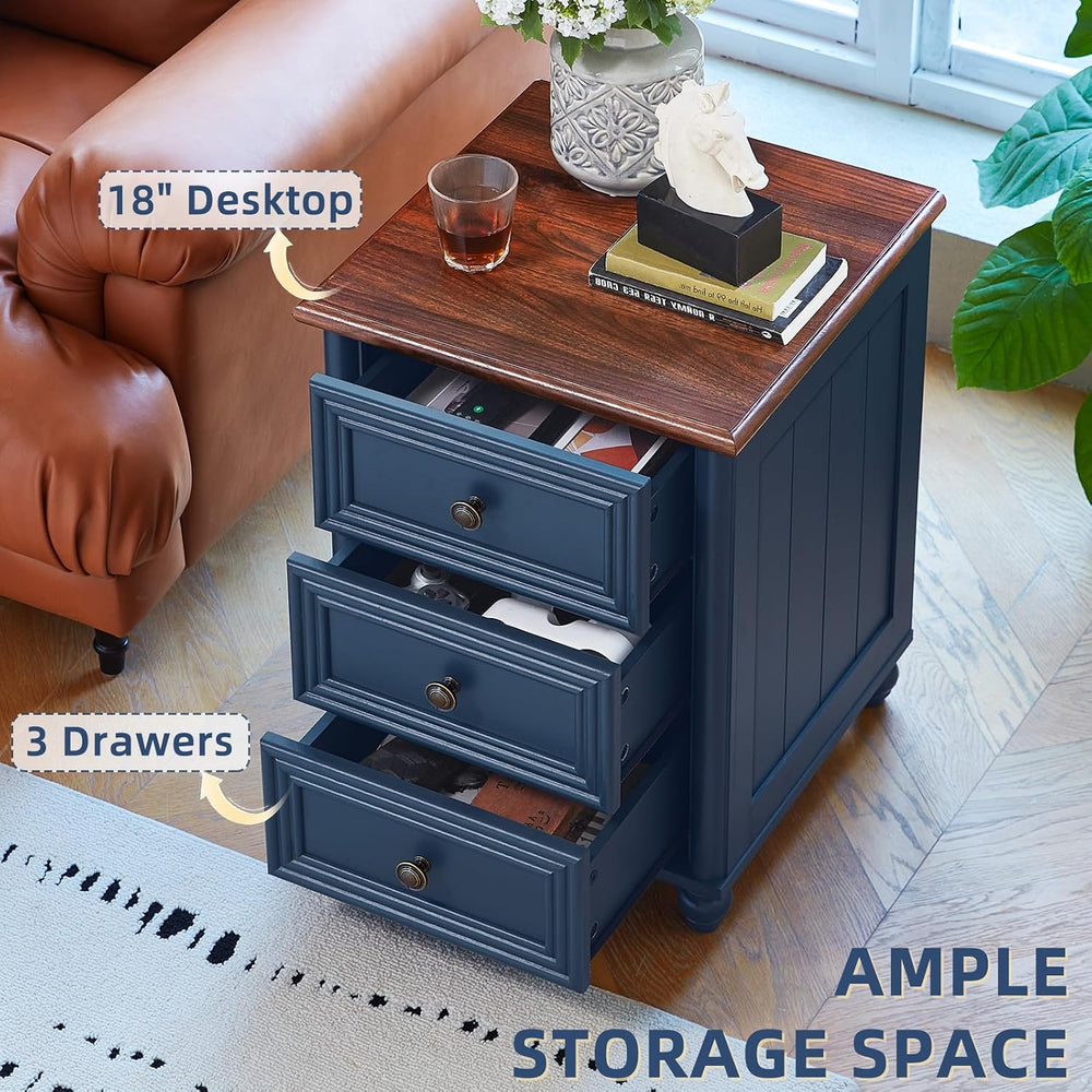 RWYHG Farmhouse Coffee Table & Night Stand Set of 3, Wood 54'' Wi...