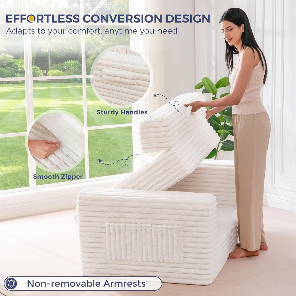 MAXYOYO Convertible Sofa Bed, Pull-Out Loveseat Couch Bed for Small Space