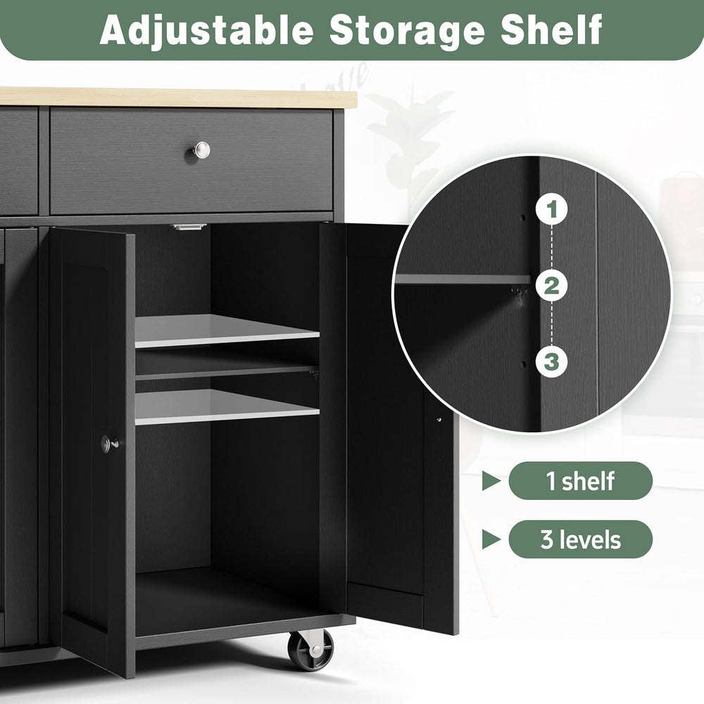 JY QAQA 39" Kitchen Island on Wheels with Storage Cabinet Kitchen Cart C...