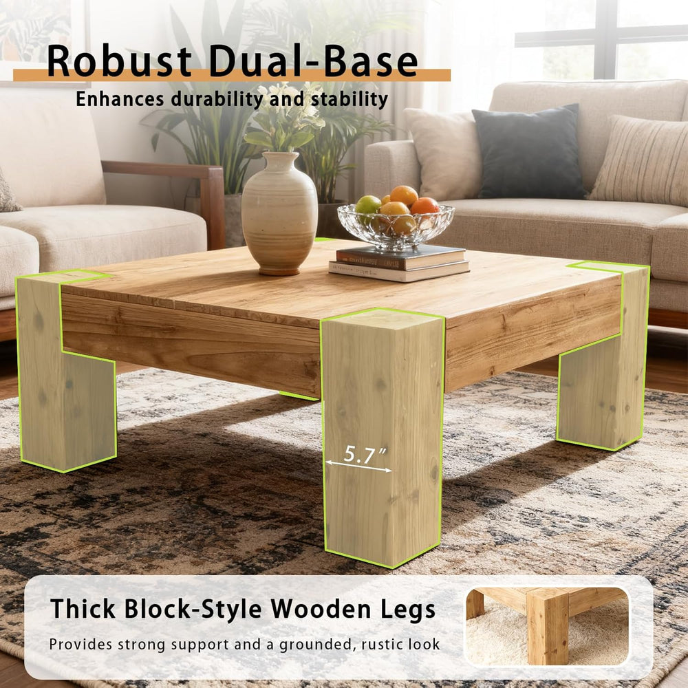 Square Large Coffee Table for Living Room Mid Century Modern Center Table