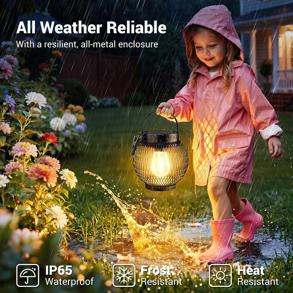 Solar Lanterns Outdoor Waterproof, Metal Hanging Solar Lights, 4 Pack