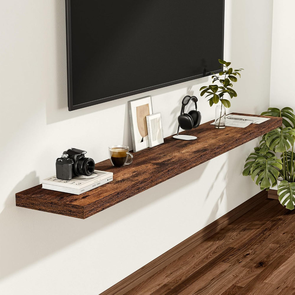 Vivelove 55x12 Floating Shelves 12 Inches Deep, Rustic Brown, Set of 2