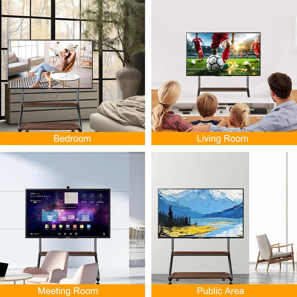 Easel Rolling TV Stand with Wheel for 32-75 Inch TVs up to110 lbs