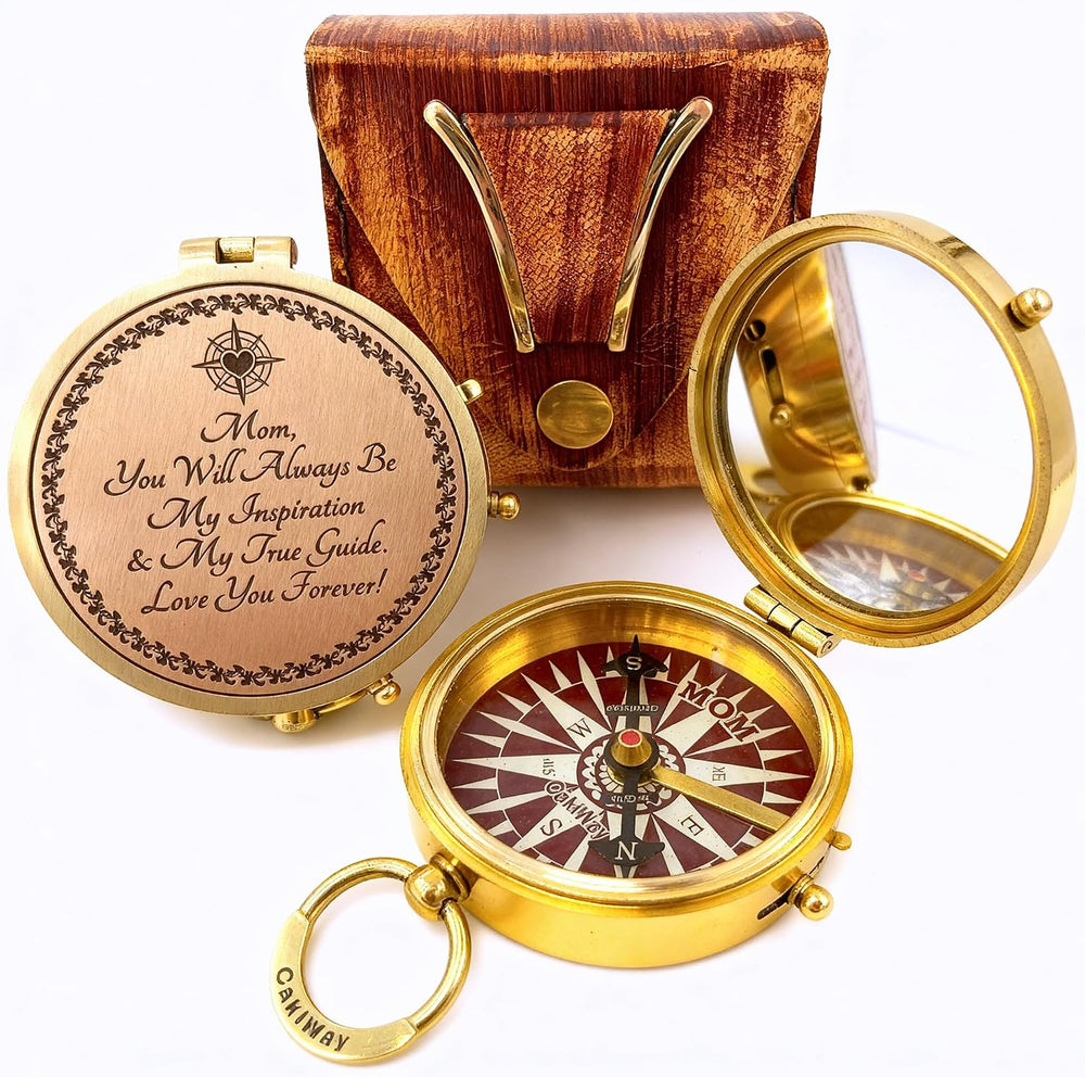 Makeup Compact Hand Mirror Gift for Mom, with Compass - Gifts for Mom from Da...