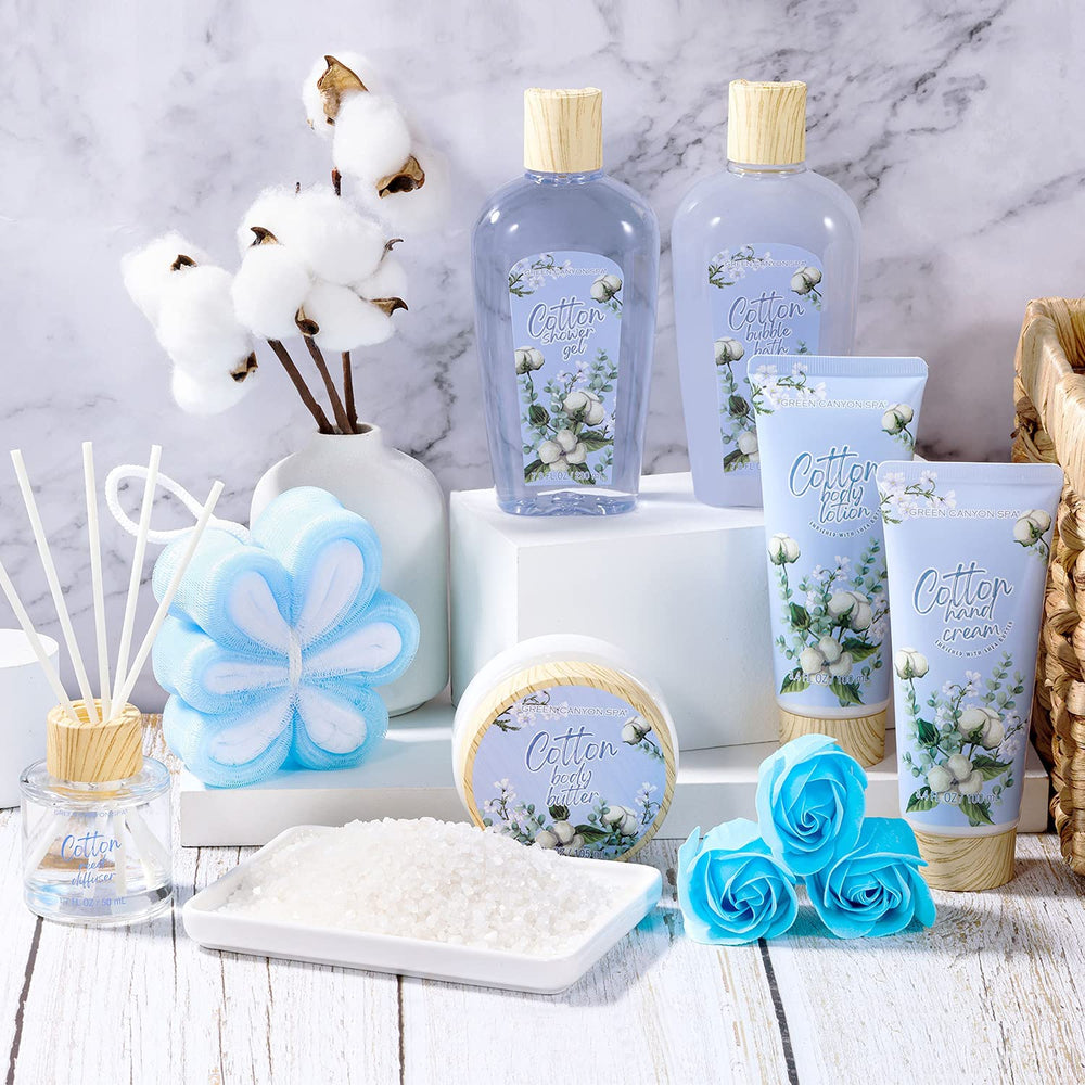 Spa Luxetique Cotton Gift Baskets for Women 10pc Spa Gift Sets