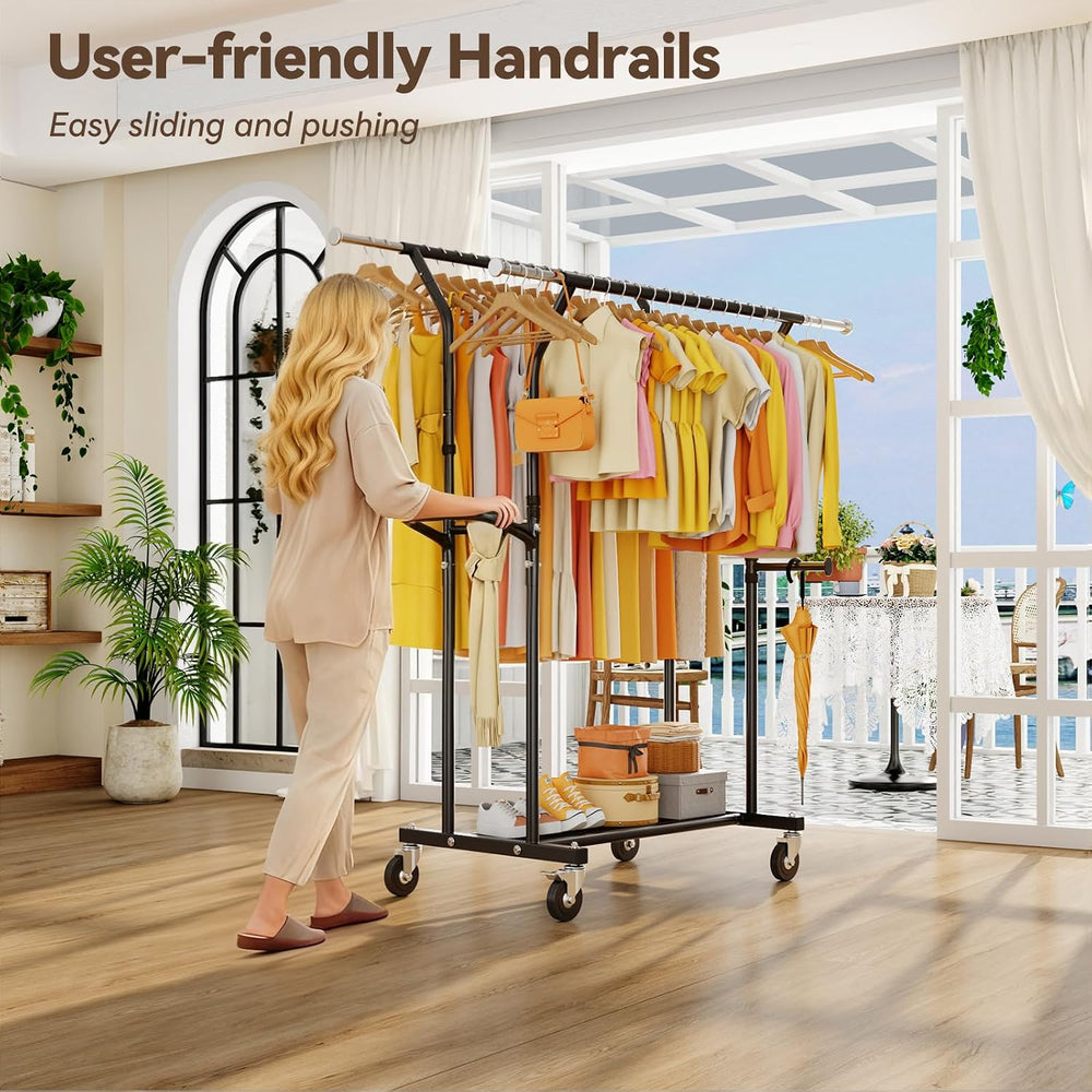 Heavy Duty Clothes Rack: 800LBS Rolling Clothing Garment Rack for Hanging Coa...