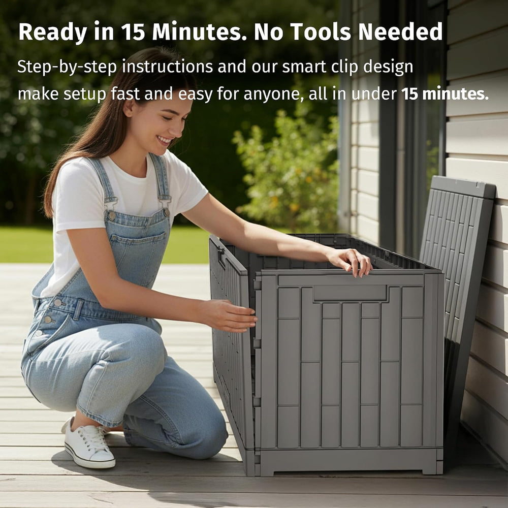 EAST OAK Outdoor Storage Box, 60 Gallon Deck Box Indoor and Outdoor Use, Wate...