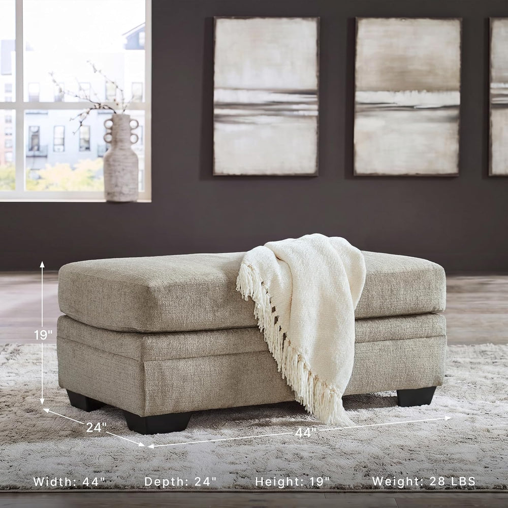 Signature Design by Ashley Stonemeade Rectangular Chenille Ottoman, Taupe