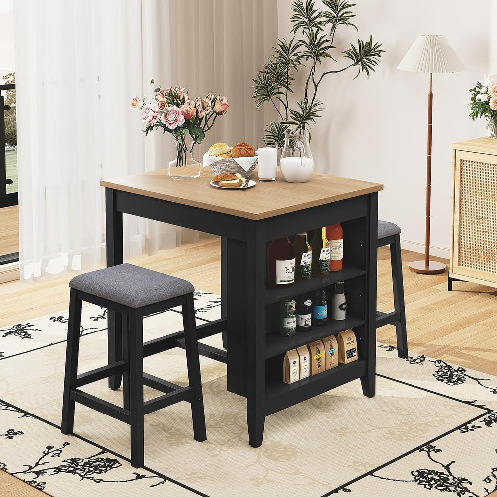 HLR 3-Piece Dining Table Set for 2 Person, Small Farmhouse Kitchen Table with...