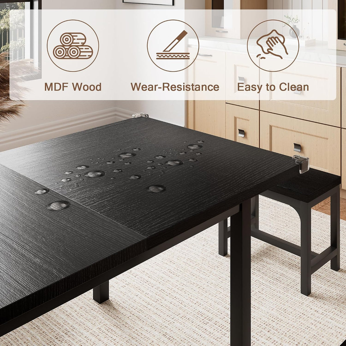 einhomn 5-piece dining table set for 4-6, 63" showing dimensions