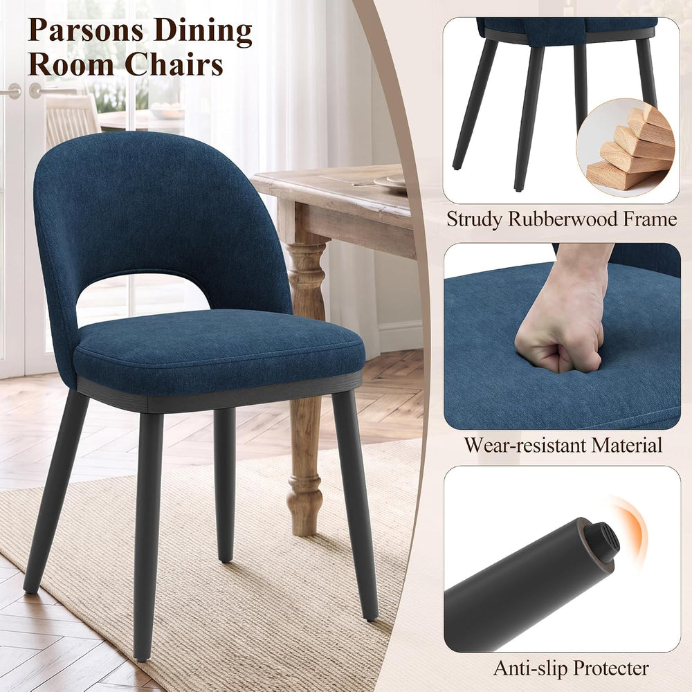Dining Chairs Set of 4, Upholstered Dining Room Chairs with Curved Backrest