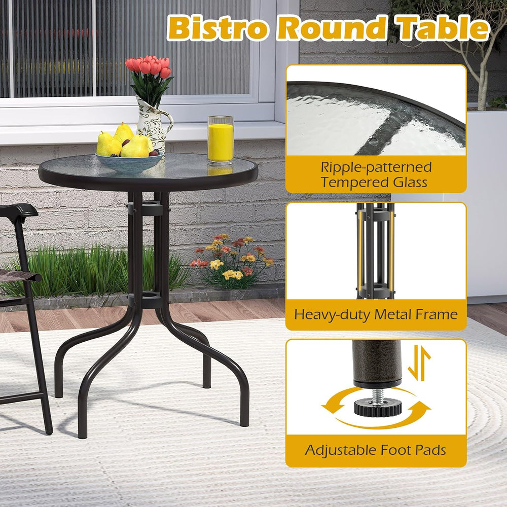 Goplus Bistro Table and Chairs Set of 2, Outdoor 3 Piece Patio Bistro Set wit...