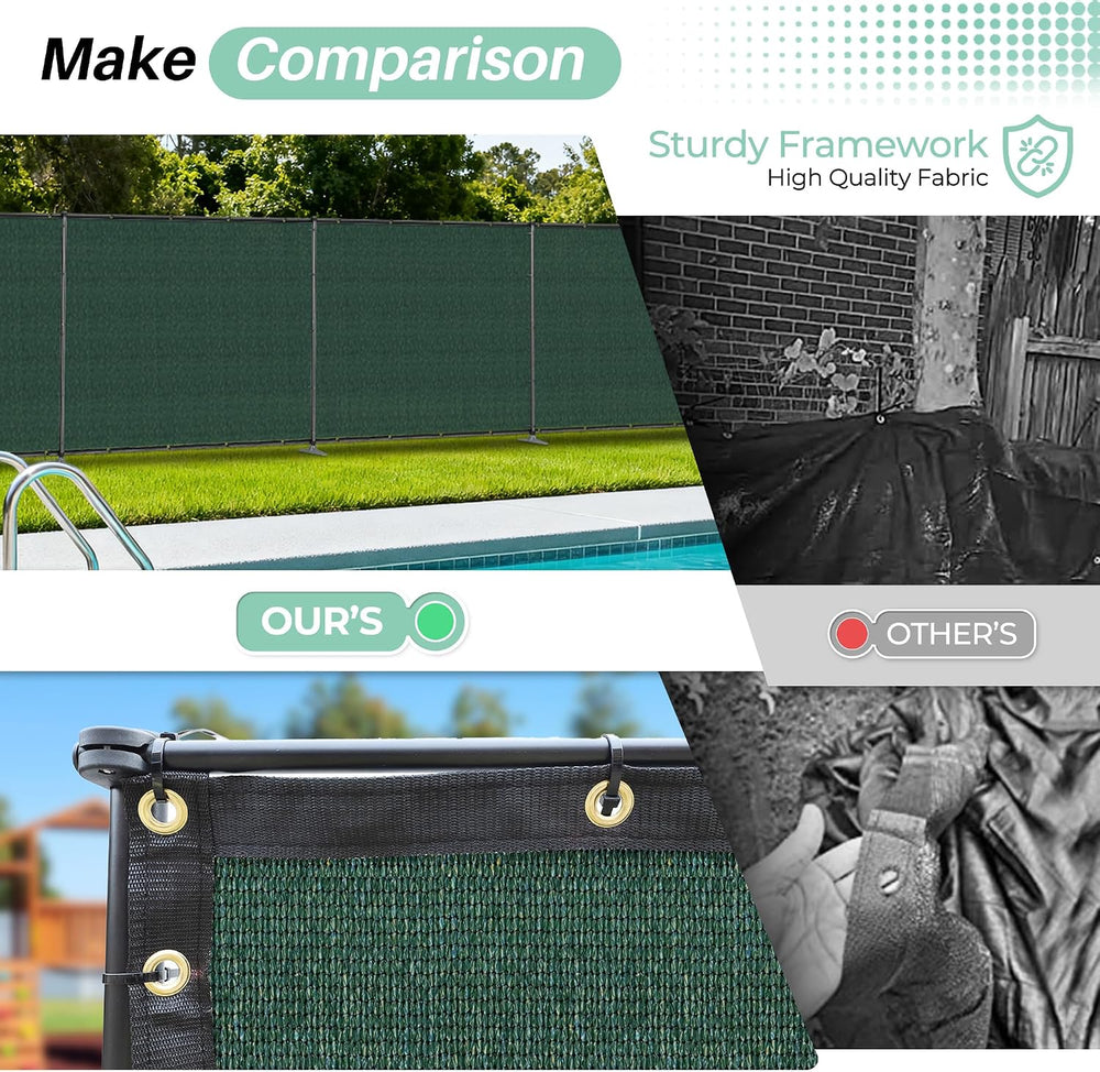 SunnyRoyal 5' x 24' Privacy Fence Screen Panel with Iron Poles Freest...