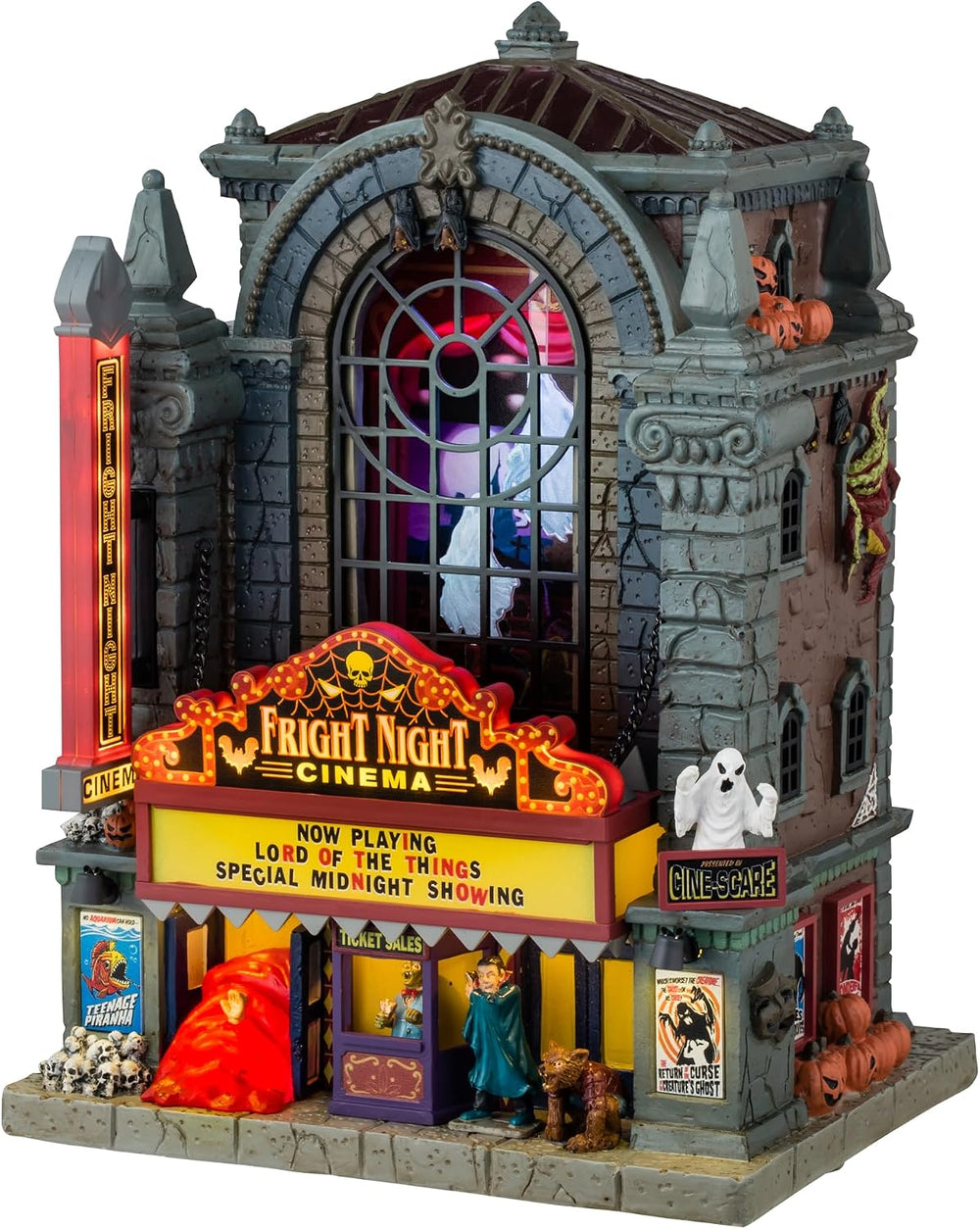 Lemax Fright Night Cinema Lighted Building, 10.24-in for Halloween Village