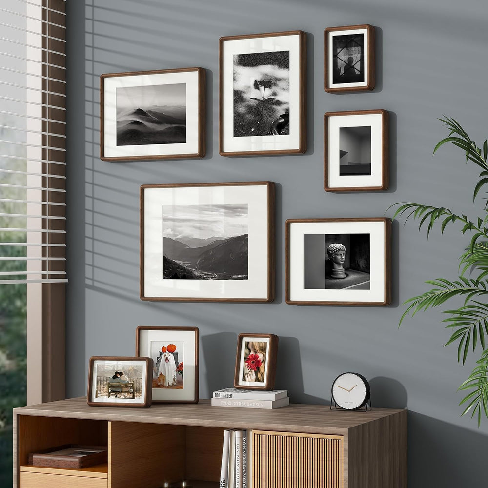 11x14 Picture Frame, Natural Solid Walnut Wood Photo Frame, Rounded Corner