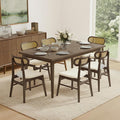 KISLOT Rattan Dining Chairs Set of 6, Upholstered Kitchen Chairs, Walnut