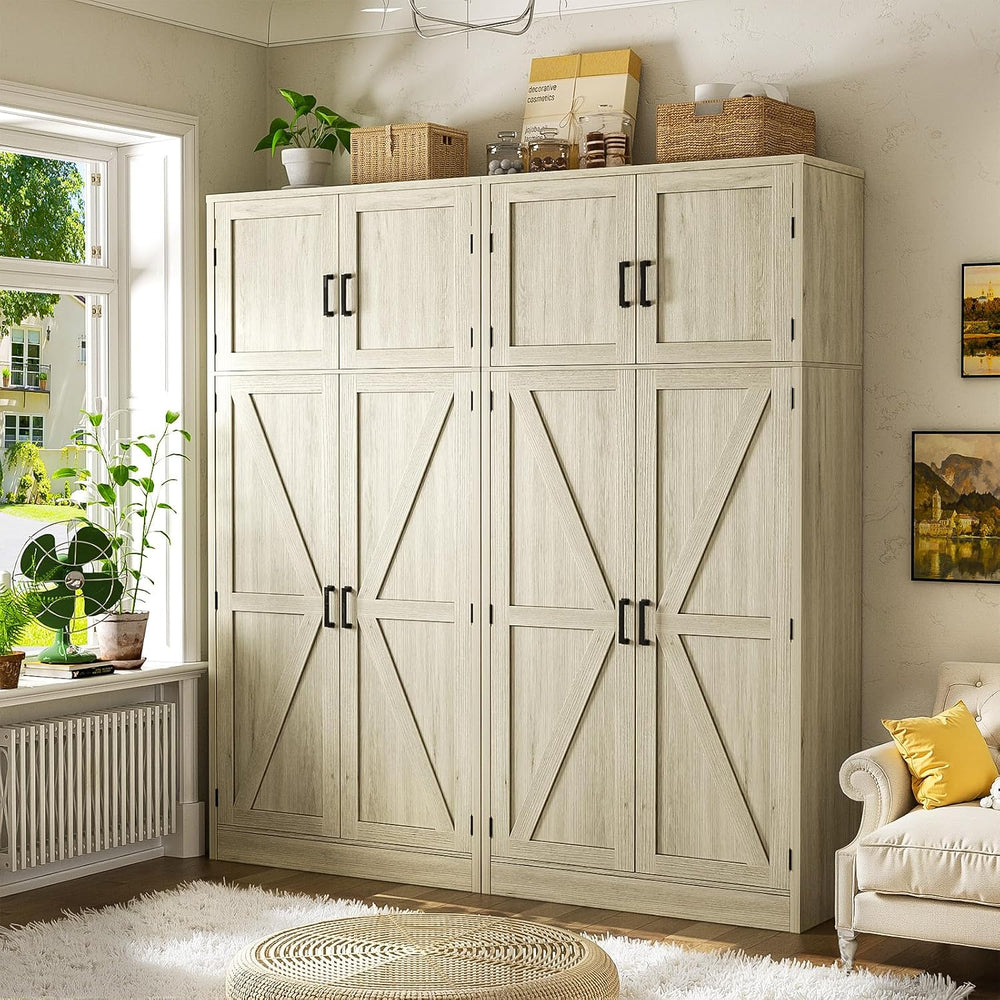 Unikito 71” Tall Pantry Storage Cabinet with Adjustable Shelves, Wash Gray