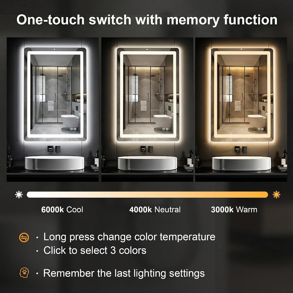 LED Bathroom Mirror with Lights, 2 Pack 24 x 36 Lighted Vanity Wall Mirror