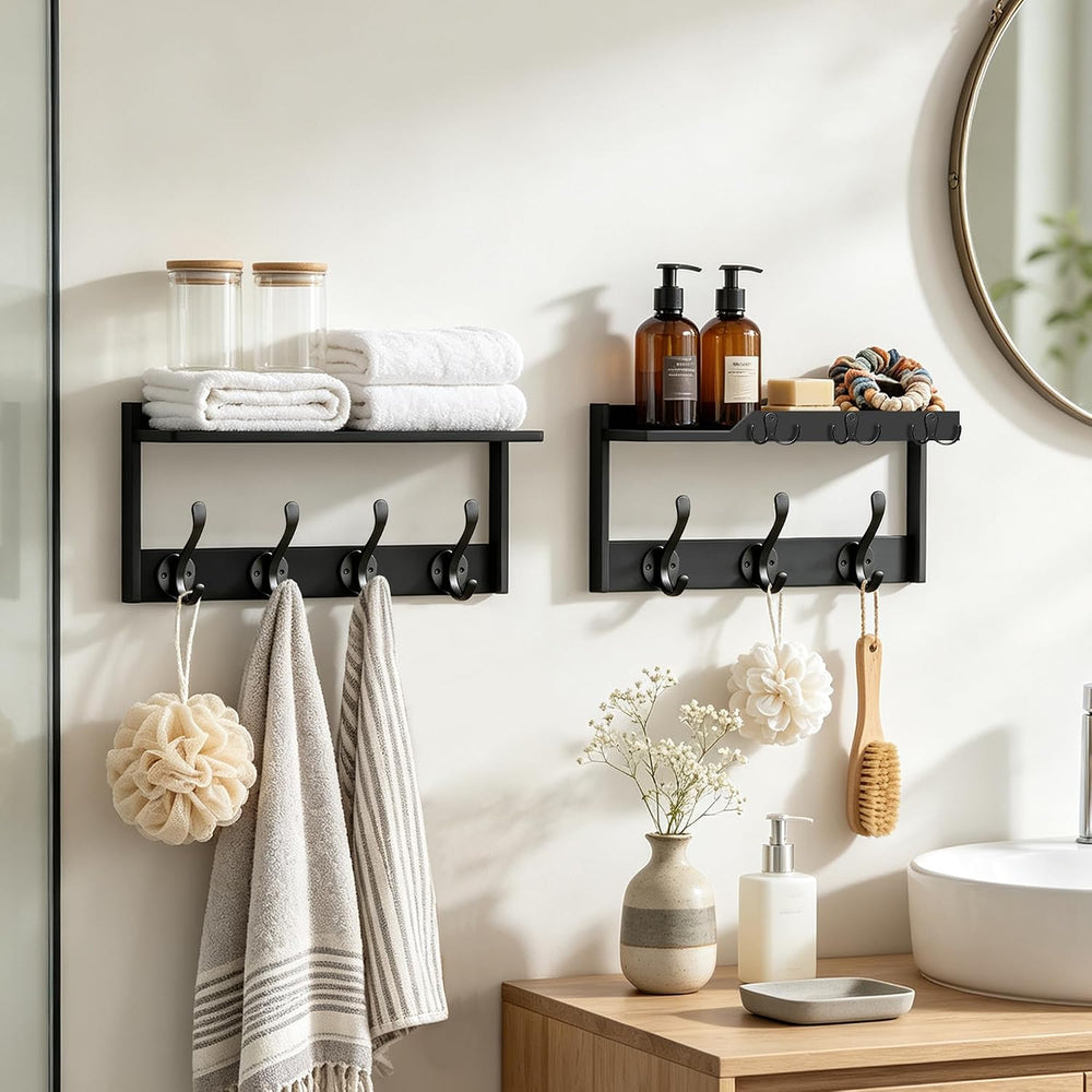 29" Coat Rack Wall Mount with Shelf for Entryway,Shelf with Hooks